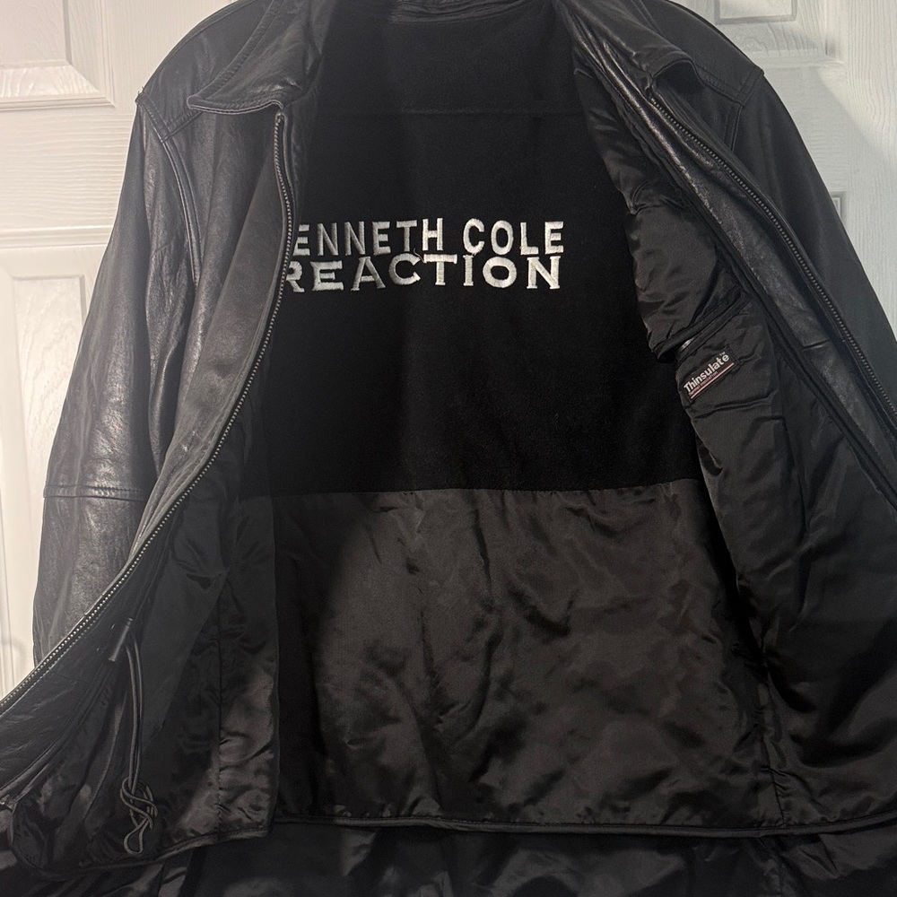 Kenneth Cole Reaction Black Leather Field Jacket - Picture 12 of 13